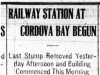 "Railway Station at Cordova Bay Begun"