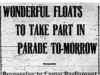 "Wonderful Float to Take Part in Parade To-Morrow"