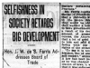 "Selfishness in Society Retards Big Development"