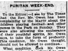 "Puritan Week-Ends"