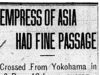 "Empress of Asia Had Fine Passage"
