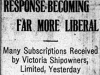 "Response Becoming Far More Liberal: Many Subscriptions Received by Victoria Shipowners Limited, Yesterday"