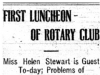 "First Luncheon of Rotary Club"