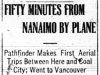 "Fifty Minutes From Nanaimo By Plane"