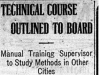 "Technical Course Outlined to Board"