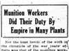 "Munition Workers Did Their Duty By Empire in Many Plants"