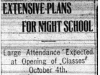 "Extensive Plans For Night School"