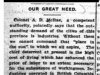 "Our Great Need"