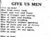 "Give Us Men"