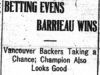 "Betting Evens Barrieau Wins"