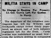 "Militia Stays in Camp"