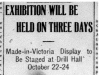 "Exhibition Will Be Held on Three Days"