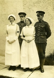 Two nurses from Oak Bay in their field uniforms. Photograph courtesy of Jean Sparks, Private Collection.
